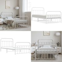 Bettgestell mit Kopf- und Fußteil Metall Weiß 100x200 cm - Metallbett - Doppelbett - Boxspringbetten - Bettrahmen - Schlafzimmereinrichtung - Home & Bettgestell mit Kopf- und Fußteil Metall Weiß 100x200 cm - Metallbett - Doppelbett - Boxspringbetten - Bettrahmen - Schlafzimmereinrichtung - Home & von VIDAXL
