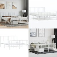 Bettgestell mit Kopf- und Fußteil Metall Weiß 140x190 cm - Metallbettfassungen - Bettsrahmen Weiß - Doppelbett Gestell - Boxspring Rahmen Bettgestell mit Kopf- und Fußteil Metall Weiß 140x190 cm - Metallbettfassungen - Bettsrahmen Weiß - Doppelbett Gestell - Boxspring Rahmen von VIDAXL