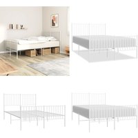 Bettgestell mit Kopf- und Fußteil Metall Weiß 140x190 cm - Metallbettfgestell - Bettrahmen - Doppelbett - Weißes Bettgestell - Boxspringbett - Home & Bettgestell mit Kopf- und Fußteil Metall Weiß 140x190 cm - Metallbettfgestell - Bettrahmen - Doppelbett - Weißes Bettgestell - Boxspringbett - Home & von VIDAXL