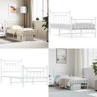 Bettgestell mit Kopf- und Fußteil Metall Weiß 90x190 cm - Metallbettfgestell - Bettrahmen - Doppelbett - Einzelbett - Weißes Bettgestell - Home & von VIDAXL