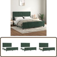 Bettgestell mit Kopfteil Dunkelgrün 180x200 cm Samt - Samtbettwäsche - Bettsofa - Doppelbett - Boxspringbett - Lattenrost von VIDAXL