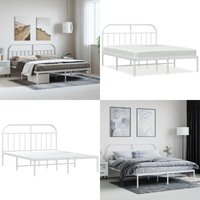 Bettgestell mit Kopfteil Metall Weiß 183x213 cm - Bettstellengestell - Doppelbett - Metallbett - Weißes Bett - Boxspringbettfundament - Home & Living von VIDAXL