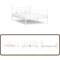 Bettgestell mit Lattenrost Weiß Metall 140 × 200 cm - Metallbettgestell - Weißes Bettgestell - Boxspringbett - Doppelbett - Schlafraumgestaltung Bettgestell mit Lattenrost Weiß Metall 140 × 200 cm - Metallbettgestell - Weißes Bettgestell - Boxspringbett - Doppelbett - Schlafraumgestaltung von VIDAXL