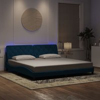 Bettgestell mit led ohne Matratze Blau 200x200 cm Samt Vidaxl von VIDAXL