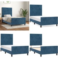 Vidaxl - Bettgestell ohne Matratze Dunkelblau 90x200 cm Samt - Samtsofa - Bettestel - Doppelbett - Boxspringbetten - Hochbett - Home & Living von VIDAXL
