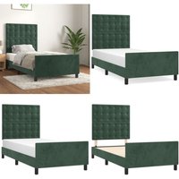 Vidaxl - Bettgestell ohne Matratze Dunkelgrün 100x200 cm Samt - Samtbett - Doppelbett - Boxspringbetten - Bettsofa - Lattenrost - Home & Living von VIDAXL
