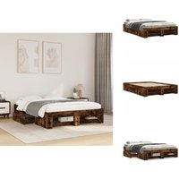 Bettgestell ohne Matratze Räuchereiche 120x200 cm Holzwerkstoff - Bettgestell - Bettgestelle - Bettrahmen - Bett von VIDAXL