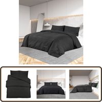 Vidaxl - Bettwäsche-Set Schwarz 220x240 cm Leichte Mikrofaser - Bettsachen - Bettwäsche - Mikrofaserbettwäsche - Schwarz - Doppelbett von VIDAXL