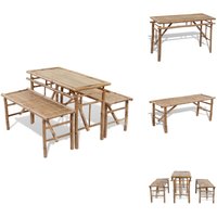 Biertisch mit 2 Bänken 100 cm Bambus - Bambus Esstisch - Gartentisch - Outdoor Möbel - Bistroset - Terrassentisch von VIDAXL