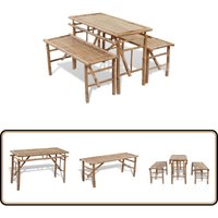 Biertisch mit 2 Bänken 100 cm Bambus - Bambus Esstisch - Gartentisch - Outdoor Möbel - Bistroset - Terrassentisch von VIDAXL