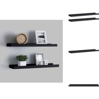 Bilderleisten 2 Stk. Schwarz 60x9x3 cm mdf - Wandregal - Bilderleiste - Schwarze Bilderleiste - mdf Regal - Wanddeko von VIDAXL