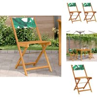 Bistrostühle 2 Stk. Blattmuster Massivholz Akazie & Stoff - Gartenstuhl - Holzstuhl - Esszimmerstuhl - Balkonstuhl - Terrasse Möbel von VIDAXL