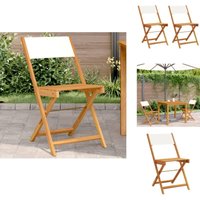 Bistrostühle 2 Stk. Cremeweiß Massivholz Akazie & Stoff - Bistrostuhl - Esszimmerstuhl - Gartenstuhl - Holzstuhl - Akasienholzmöbel von VIDAXL