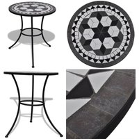 Bistrotisch Schwarz und Weiß 60 cm Mosaik - Gartentisch - Mosaiktisch - Bistrotisch - Außentisch - Esszimmertisch - Home & Living von VIDAXL