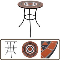 Bistrotisch Terrakotta-Rot und Weiß 60 cm Mosaik - Gartentisch - Mosaiktisch - Bistrotisch - Outdoortisch - Terrassetisch von VIDAXL
