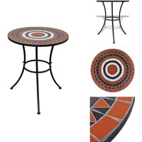 Bistrotisch Terrakotta-Rot und Weiß 60 cm Mosaik - Gartentisch - Mosaiktisch - Bistrotisch - Outdoortisch - Terrassetisch von VIDAXL