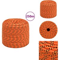 Bootsseil Orange 6 mm 250 m Polypropylen - Bootsseil - Bootsseile - Geflochtenes Bootsseil - Ankerleine von VIDAXL