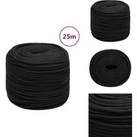 Bootsseil Schwarz 10 mm 25 m Polypropylen - Bootsseil - Schiffsseil - Polyesterseil - Marino Seil - Liegeplatzseil von VIDAXL