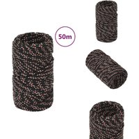 Bootsseil Schwarz 2 mm 50 m Polypropylen - Bootsseil - Schiffsseil - Polyesterseil - Marino Seil - Liegeplatzseil von VIDAXL