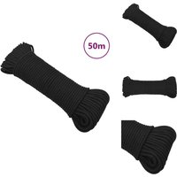 Bootsseil Schwarz 3 mm 50 m Polypropylen - Bootsseil - Schiffsseil - Polyesterseil - Marino Seil - Liegeplatzseil Bootsseil Schwarz 3 mm 50 m Polypropylen - Bootsseil - Schiffsseil - Polyesterseil - Marino Seil - Liegeplatzseil von VIDAXL