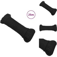 Bootsseil Schwarz 4 mm 25 m Polypropylen - Bootsschnur - Schiffsseil - Polyesterseil - Leinen - Tauwerk Bootsseil Schwarz 4 mm 25 m Polypropylen - Bootsschnur - Schiffsseil - Polyesterseil - Leinen - Tauwerk von VIDAXL