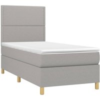 Boxspringbett,Schlafzimmerbett mit Matratze & led Hellgrau 90x190 cm Stoff Vidaxl 561149 von VIDAXL