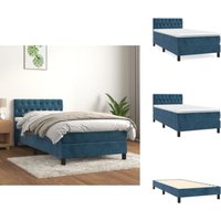 Boxspringbett mit Matratze Dunkelblau 90x200 cm Samt - Boxspringbett - Samtbett - Doppelbett - Schlafraum - Schlafzimmer von VIDAXL