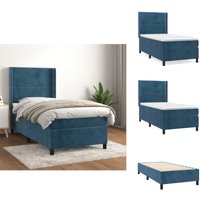 Boxspringbett mit Matratze Dunkelblau 90x200 cm Samt - Samtbett - Boxspringbett - Doppelbett - Bettauflage - Matratze von VIDAXL