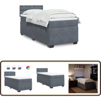 Boxspringbett mit Matratze Dunkelgrau 100x200 cm Samt - Boxspringbett - Doppelbett - Samtbett - Luxusbett - Schlafsystem von VIDAXL