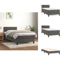Boxspringbett mit Matratze Dunkelgrau 100x200 cm Samt - Samtbett - Boxspringbett - Doppelbett - Bettenrahmen - Hochwertiges Bett von VIDAXL