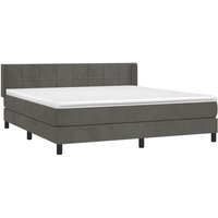 Vidaxl - Boxspringbett mit Matratze Dunkelgrau 160x200 cm Samt Vidaxl - Boxspringbett mit Matratze Dunkelgrau 160x200 cm Samt von VIDAXL