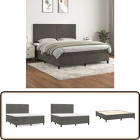 Boxspringbett mit Matratze Dunkelgrau 180x200 cm Samt - Boxspringbett - Doppelbett - Samtbett - Bettenrahmen - Luxusbett von VIDAXL