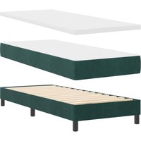 Vidaxl - Boxspringbett mit Matratze Dunkelgrün 80x200 cm Samt von VIDAXL