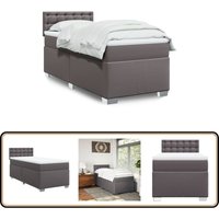 Boxspringbett mit Matratze Grau 100x200 cm Kunstleder - Boxspringbett - Doppelbett - Bettsofa - Schlafsystem - Luxusbett von VIDAXL