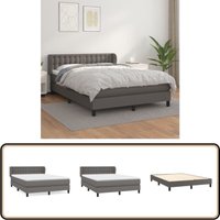 Boxspringbett mit Matratze Grau 140x200 cm Kunstleder - Boxspringbett - Betten - Doppelbett - Kunstlederbett - Grau Boxspringbett mit Matratze Grau 140x200 cm Kunstleder - Boxspringbett - Betten - Doppelbett - Kunstlederbett - Grau von VIDAXL