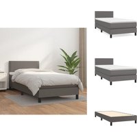 Boxspringbett mit Matratze Grau 90x200 cm Kunstleder - Boxspringbett - Betten - Doppelbett - Kunstlederbett - Graues Bett Boxspringbett mit Matratze Grau 90x200 cm Kunstleder - Boxspringbett - Betten - Doppelbett - Kunstlederbett - Graues Bett von VIDAXL