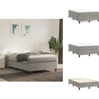 Boxspringbett mit Matratze Hellgrau 120x200 cm Samt - Samtbett - Boxspringbett - Doppelbett - Schlafzimmermöbel - Luxusbett von VIDAXL