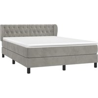 Boxspringbett mit Matratze Hellgrau 140x190 cm Samt Vidaxl von VIDAXL