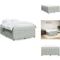 Boxspringbett mit Matratze Hellgrau 140x200 cm Samt - Boxspringbett - Boxspringbetten - Bett - Bett Mit Stauraum von VIDAXL