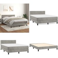 Boxspringbett mit Matratze Hellgrau 140x200 cm Samt - Samtbett - Boxspringbett - Doppelbett - Hochwertige Matratze - Bettauflage - Home & Living Boxspringbett mit Matratze Hellgrau 140x200 cm Samt - Samtbett - Boxspringbett - Doppelbett - Hochwertige Matratze - Bettauflage - Home & Living von VIDAXL