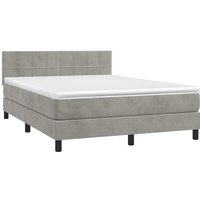Boxspringbett mit Matratze Hellgrau 140x200 cm Samt Vidaxl von VIDAXL