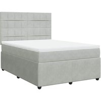 Boxspringbett mit Matratze Hellgrau 140x200 cm Samt Vidaxl von VIDAXL