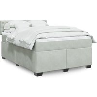 Boxspringbett mit Matratze Hellgrau 140x200 cm Samt Vidaxl von VIDAXL