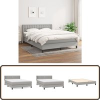 Boxspringbett mit Matratze Hellgrau 140x200 cm Stoff - Boxspringbett - Doppelbett - Bettenrahmen - Lattenrost - Matratze von VIDAXL