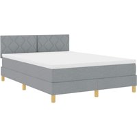 Boxspringbett mit Matratze Hellgrau 160 x 200 cm Stoff Vidaxl Boxspringbett mit Matratze Hellgrau 160 x 200 cm Stoff Vidaxl von VIDAXL