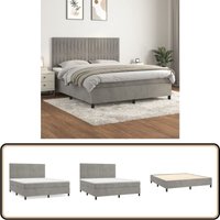 Boxspringbett mit Matratze Hellgrau 160x200 cm Samt - Boxspringbett - Samtbett - Doppelbett - Himmelbett - Bett Mit Matratze Boxspringbett mit Matratze Hellgrau 160x200 cm Samt - Boxspringbett - Samtbett - Doppelbett - Himmelbett - Bett Mit Matratze von VIDAXL