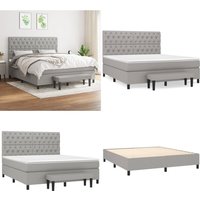 Vidaxl - Boxspringbett mit Matratze Hellgrau 160x200 cm Stoff - Boxspringbett - Doppelbett - Bett Mit Lattenrost - Bettrahmen - Schlafsofa - Home & Vidaxl - Boxspringbett mit Matratze Hellgrau 160x200 cm Stoff - Boxspringbett - Doppelbett - Bett Mit Lattenrost - Bettrahmen - Schlafsofa - Home & von VIDAXL