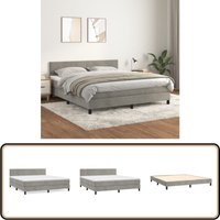 Boxspringbett mit Matratze Hellgrau 180x200 cm Samt - Samtbett - Boxspringbett - Doppelbett - Bettenrahmen - Hochwertiges Bett von VIDAXL