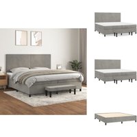 Boxspringbett mit Matratze Hellgrau 200x200 cm Samt - Samtbett - Boxspringbett - Doppelbett - Bettsofa - Luxusbett von VIDAXL