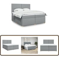Boxspringbett mit Matratze Hellgrau 200x200 cm Stoff - Vidaxl Boxspringbett mit Matratze Hellgrau 200x200 cm Stoff - Vidaxl von VIDAXL